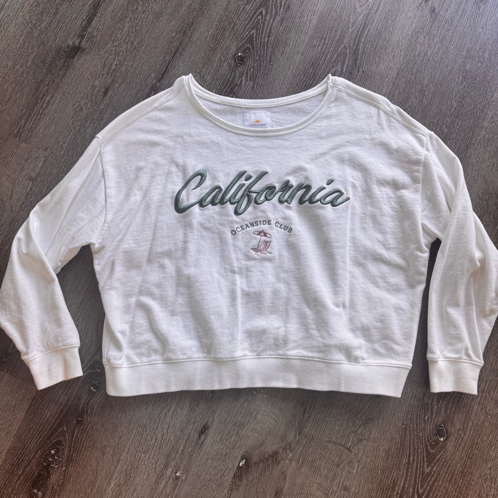 White Lazy Sunday California Sweatshirt
